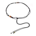 Handcrafted minimalist black braided wax cord waist belt with resin beads for women dresses