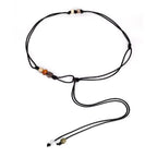 Handcrafted minimalist black braided wax cord waist belt with resin beads for women dresses