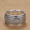 Rotatable Four Divine Beasts Sterling Silver Ring - Vintage 925 Silver Spinner Band with Azure Dragon, White Tiger, Vermilion Bird & Black Tortoise Reliefs