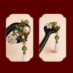 Close up of traditional Chinese intangible heritage style porcelain flower hairpin detail