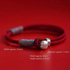 Handcrafted Persimmon Good Fortune Cord Bracelet - Traditional Woven Adjustable Red & Black Couple Wristband for Zodiac Ben Ming Nian, Prosperity & Luck (Fits 14–18cm Wrist)