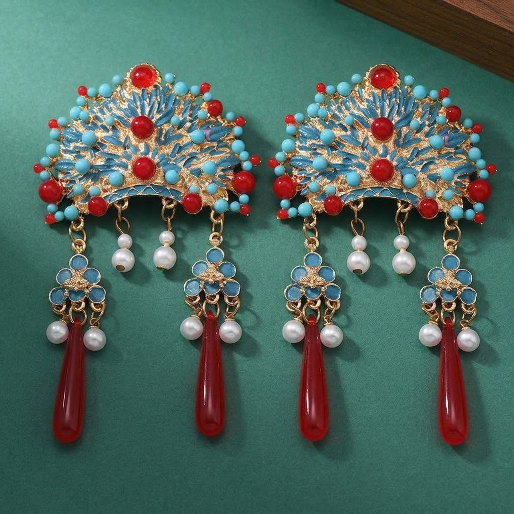 Exquisite Oriental Phoenix Crown Brooch Pin (Buy 1 Get 1 Free) - Chinese Court Style Enamel & Pearl Tassel Lapel Pin (2 Styles)