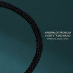 S999 fine silver Six-Syllable Mantra rotating bead on black hand-woven cord with gold accents