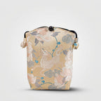Song Brocade silk vertical crossbody phone bag with persimmon pattern and long shoulder strap in gift box