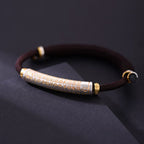 S999 fine silver Heart Sutra curved tube bracelet with gold gilded calligraphy on dark braided cord