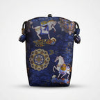 Song Brocade silk vertical crossbody phone bag with persimmon pattern and long shoulder strap in gift box