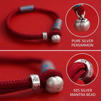 Handcrafted Persimmon Good Fortune Cord Bracelet - Traditional Woven Adjustable Red & Black Couple Wristband for Zodiac Ben Ming Nian, Prosperity & Luck (Fits 14–18cm Wrist)