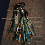 Hand-Braided Tibetan Dragon Charm - "Shan Gui" Coin & Vajra Tassel Pendant for Car Mirror & Bag Accent
