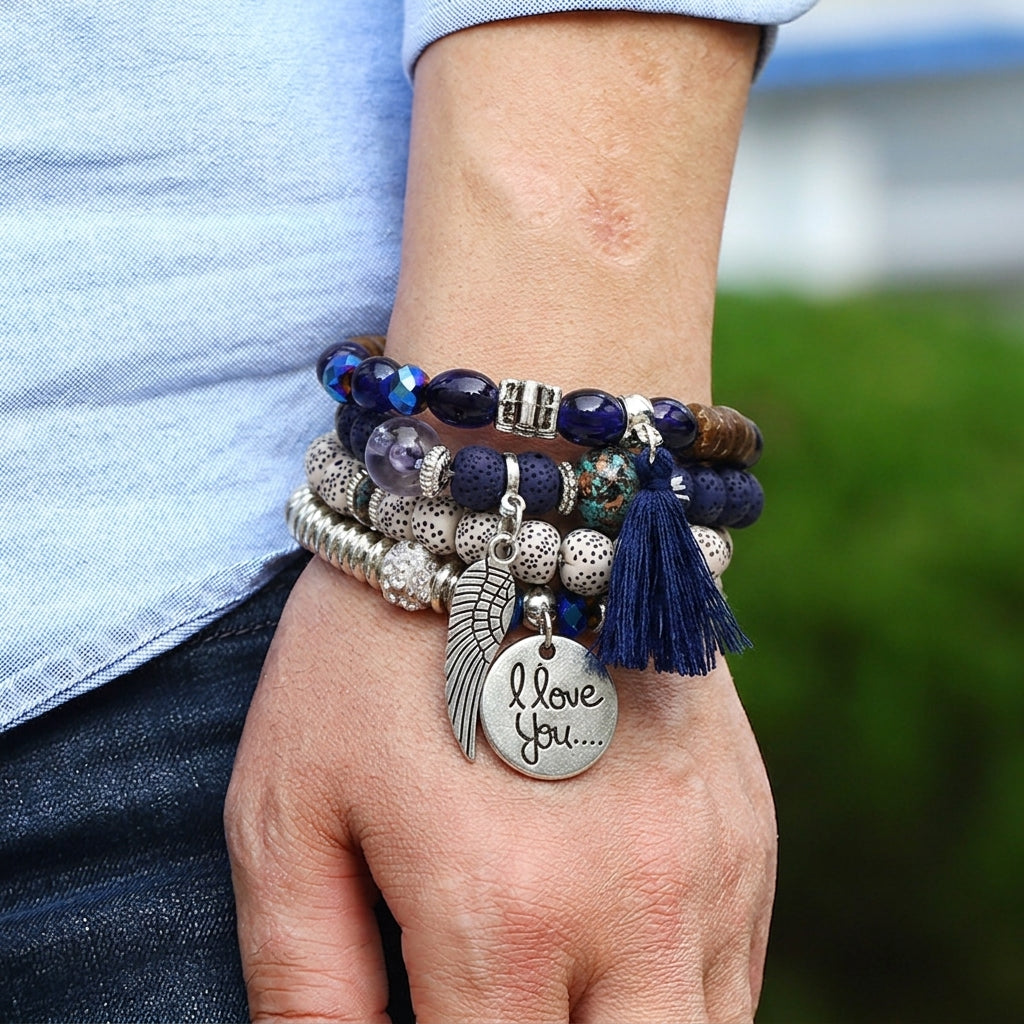 Handcrafted Yunnan Boho Multi-Layer Beaded Bracelet - Ethnic Lijiang Style Stacked Charm Bracelet