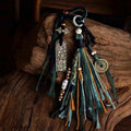 Hand-Braided Tibetan Dragon Charm - "Shan Gui" Coin & Vajra Tassel Pendant for Car Mirror & Bag Accent