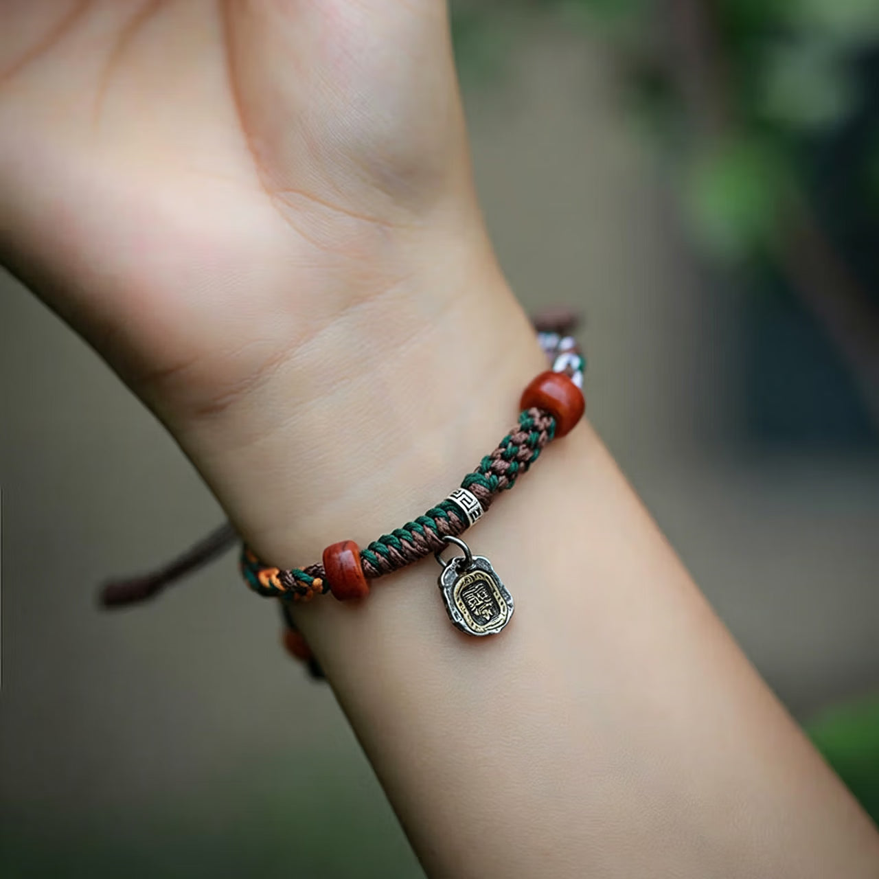 Zaki Lhamo Tibetan Bracelet, Hand Full Braided Twisted Cotton Cord Ethnic Wrist Jewelry