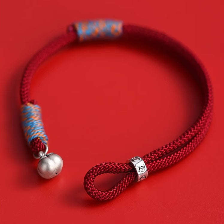 Handcrafted Persimmon Good Fortune Cord Bracelet - Traditional Woven Adjustable Red & Black Couple Wristband for Zodiac Ben Ming Nian, Prosperity & Luck (Fits 14–18cm Wrist)