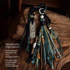 Hand-Braided Tibetan Dragon Charm - "Shan Gui" Coin & Vajra Tassel Pendant for Car Mirror & Bag Accent