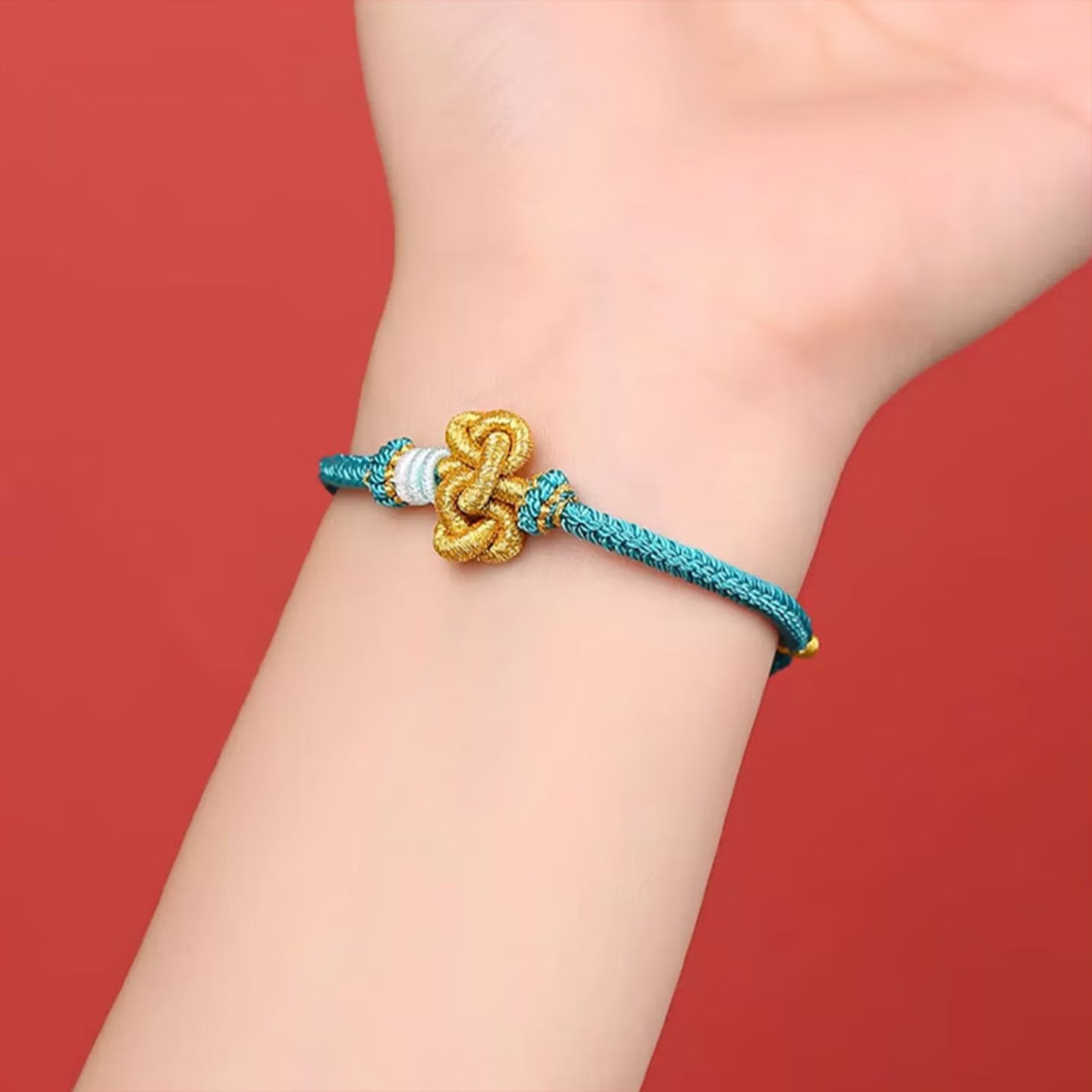 Handmade Wen Chang knot braided bracelet for good fortune and protection
