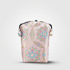 Song Brocade silk vertical crossbody phone bag with persimmon pattern and long shoulder strap in gift box