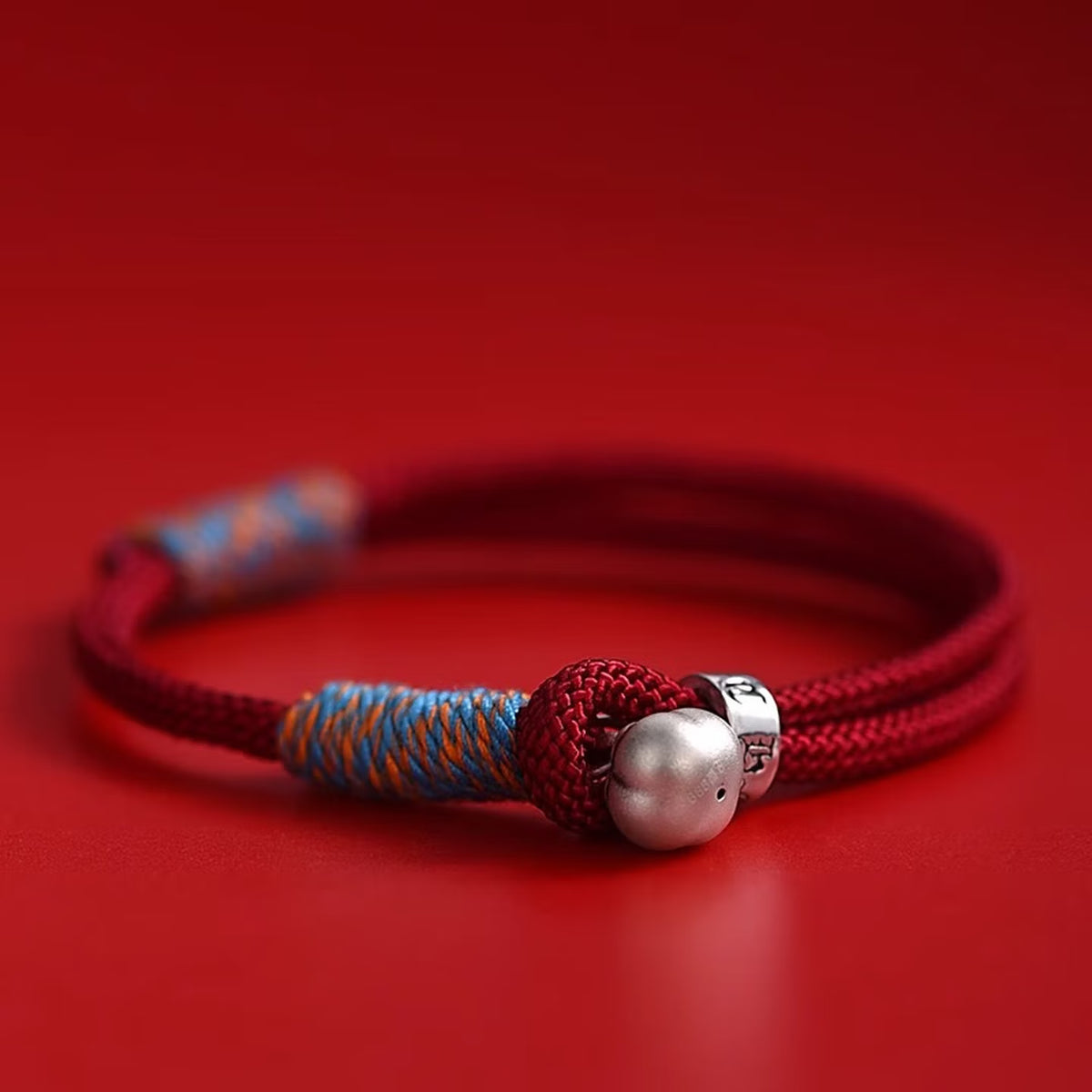 Handcrafted Persimmon Good Fortune Cord Bracelet - Traditional Woven Adjustable Red & Black Couple Wristband for Zodiac Ben Ming Nian, Prosperity & Luck (Fits 14–18cm Wrist)