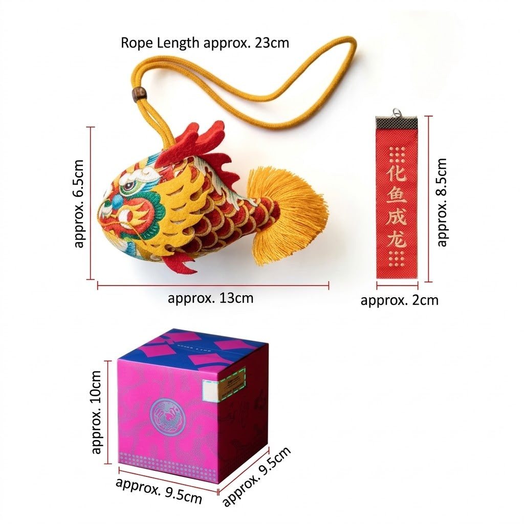 Handmade Silk Dragon Carp Sachet Pendant - Cute - Fish Turning into Dragon