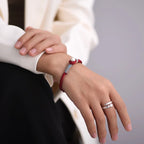 Handcrafted Persimmon Good Fortune Cord Bracelet - Traditional Woven Adjustable Red & Black Couple Wristband for Zodiac Ben Ming Nian, Prosperity & Luck (Fits 14–18cm Wrist)