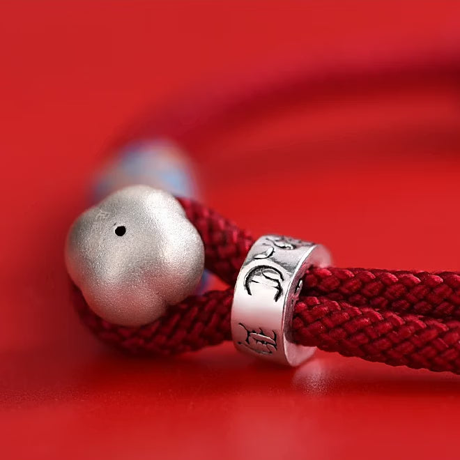 Handcrafted Persimmon Good Fortune Cord Bracelet - Traditional Woven Adjustable Red & Black Couple Wristband for Zodiac Ben Ming Nian, Prosperity & Luck (Fits 14–18cm Wrist)