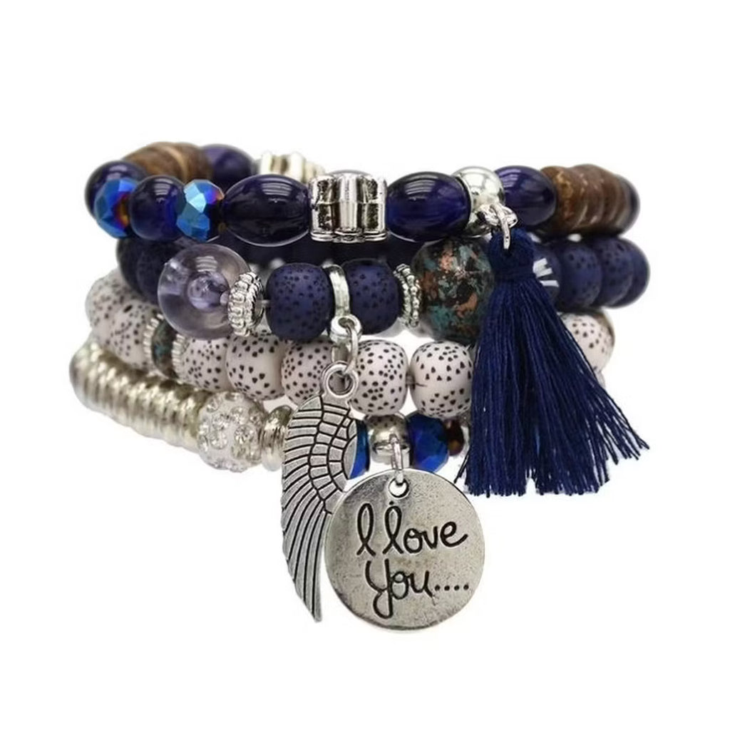 Handcrafted Yunnan Boho Multi-Layer Beaded Bracelet - Ethnic Lijiang Style Stacked Charm Bracelet