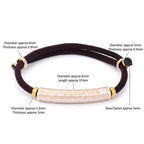 S999 fine silver Heart Sutra curved tube bracelet with gold gilded calligraphy on dark braided cord