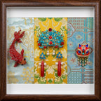 Exquisite Chinese imperial phoenix crown brooch pin with blue enamel crimson beads and pearl tassels