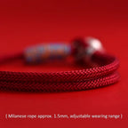 Handcrafted Persimmon Good Fortune Cord Bracelet - Traditional Woven Adjustable Red & Black Couple Wristband for Zodiac Ben Ming Nian, Prosperity & Luck (Fits 14–18cm Wrist)