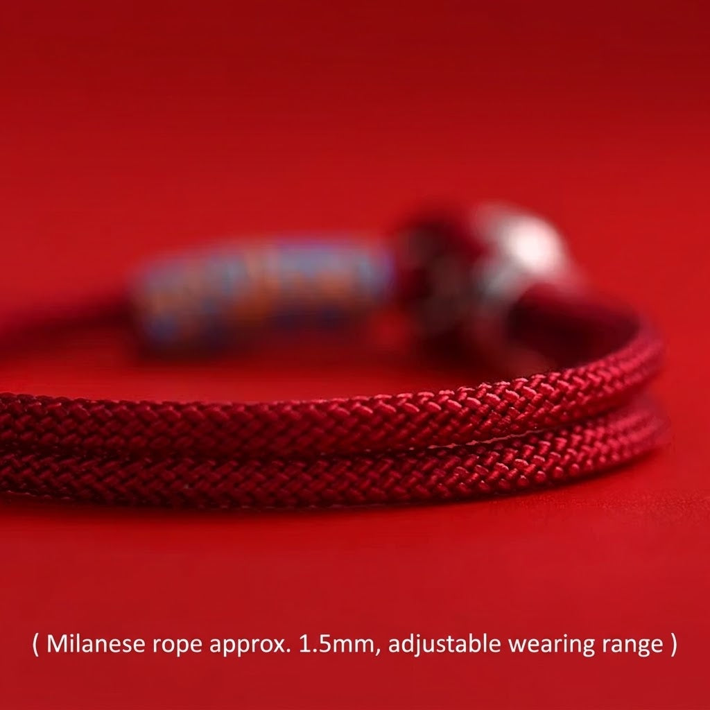 Handcrafted Persimmon Good Fortune Cord Bracelet - Traditional Woven Adjustable Red & Black Couple Wristband for Zodiac Ben Ming Nian, Prosperity & Luck (Fits 14–18cm Wrist)