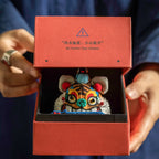 Handcrafted Chinese Zodiac Sword-Biting Tiger Figurine - Folk Art Lucky Guardian Fabric Mascot
