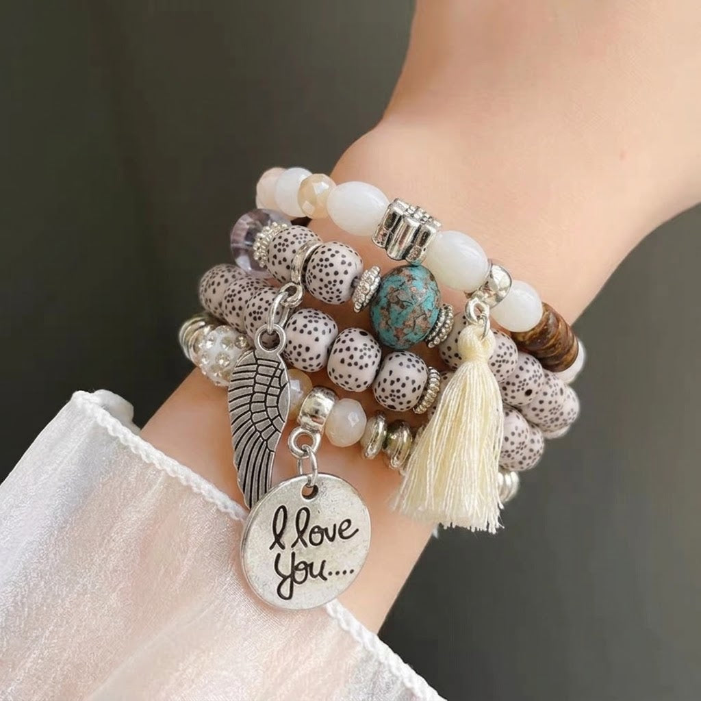Handcrafted Yunnan Boho Multi-Layer Beaded Bracelet - Ethnic Lijiang Style Stacked Charm Bracelet