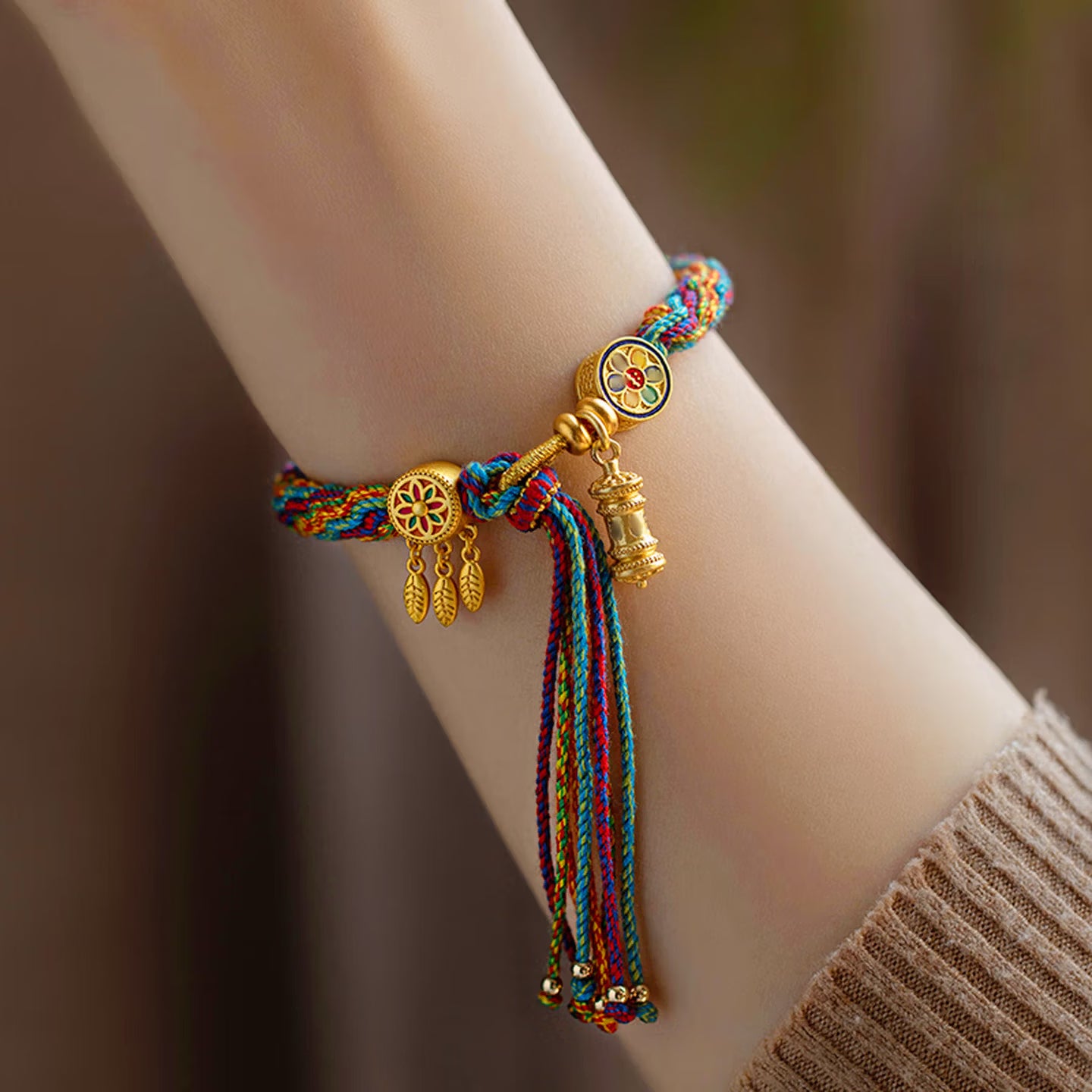 Tibetan Hand Woven Colorful Rope Bracelet, Blessing Longevity Health Good Luck Braided Wristband