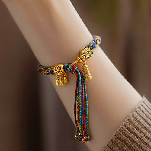 Tibetan Hand Woven Colorful Rope Bracelet, Blessing Longevity Health Good Luck Braided Wristband