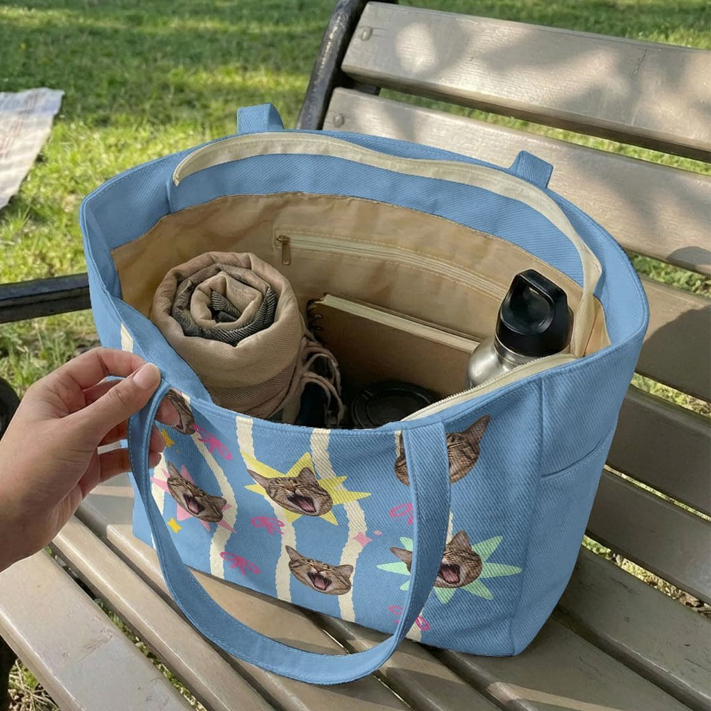 Custom DIY Pet Portrait Tote Bag - Personalized Foldable Eco-Friendly Twill Shopping Bag (8 Styles, Free Drawing)