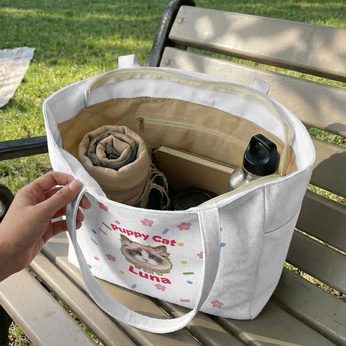 Custom DIY Pet Portrait Tote Bag - Personalized Foldable Eco-Friendly Twill Shopping Bag (8 Styles, Free Drawing)